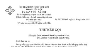 Thư Kêu Gọi V/v Cứu Trợ Nạn Nhân Lũ Lụt Tại Miền Bắc