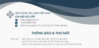 Thông Báo & Thư Mời V/v Lễ Cảm Tạ 60 Thành Lập & Cung Hiến Nhà Thờ Tin Lành Gò Vấp