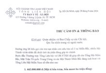 UB.YTXH – Thư Cảm Ơn & Thông Báo