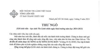 UB. Thanh Thiếu Nhi: Thư Ngỏ Gởi Sinh Viên – Học Sinh Tin Lành Nhân Ngày Khai Trường Năm Học 2024 – 2025