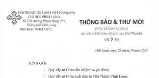 Thông Báo & Thư Mời V/v Lễ Cảm Tạ Chúa Kỷ Niệm 100 Năm Thành Lập HTTL Vĩnh Long