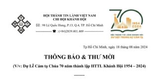 Thông Báo & Thư Mời V/v Dự Lễ Cảm Tạ Chúa 70 Năm Thành Lập HTTL Khánh Hội (1954-2024)