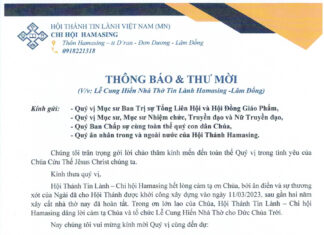 Thông Báo & Thư Mời V/v Lễ Cung Hiến Nhà Thờ Tin Lành Hamasing – Lâm Đồng
