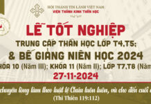 V/v Truyền Hình Trực Tuyến Chương Trình Lễ Tốt Nghiệp Trung Cấp Thần Học Lớp T4, T5 & Bế Giảng Niên Học 2024 Khóa 10; Khóa 11; Lớp T7, T8