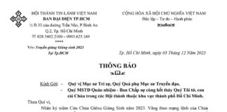 BĐD Tin Lành Tp.HCM Thông Báo V/v Tham Dự Chương Trình Thánh Nhạc Mừng Chúa Giáng Sinh Năm 2023