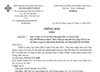 BĐD Tin Lành Tp.HCM Thông Báo V/v Tham Dự Chương Trình Thánh Nhạc Mừng Chúa Giáng Sinh Năm 2023