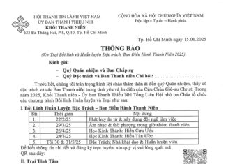 UB.TTN Thông Báo V/v Trại Bồi Linh và Huấn Luyện Đặc Trách, Ban Điều Hành Thanh Niên 2025