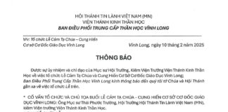 Viện TKTH – Thông Báo V/v Tổ Chức Lễ Cảm Tạ Chúa – Cung Hiến Cơ Sở Cơ Đốc Giáo Dục Vĩnh Long