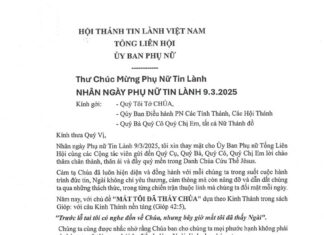 UB. Phụ nữ: Thư Chúc Mừng Phụ Nữ Tin Lành Nhân Ngày Phụ Nữ Tin Lành 9.3.2025