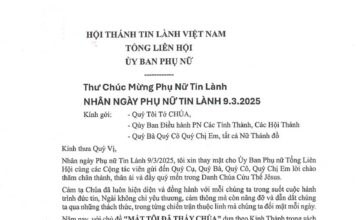 UB. Phụ nữ: Thư Chúc Mừng Phụ Nữ Tin Lành Nhân Ngày Phụ Nữ Tin Lành 9.3.2025