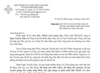 UBTG – Thư Kêu Gọi Dâng Hiến Cho Công Tác Truyền Giáo