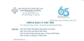 Thông Báo & Thư Mời V/v Tham Dự Lễ Cảm Tạ Chúa – Kỷ Niệm 65 Năm Thành Lập HTTL Kiến Tường
