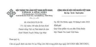 Thông Báo V/v Kỷ Niệm 100 Năm Ấn Bản Kinh Thánh Tiếng Việt và Phát Hành Ấn Bản Kinh Thánh Truyền Thống Cập Nhật