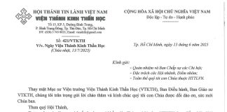 Thông Báo V/v Ngày Viện Thánh Kinh Thần Học (Chúa Nhật 13/7/2025)