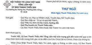 UB.TTN – Thư Chúc Mừng Nhân Ngày Thanh Thiếu Niên Tin Lành 2025