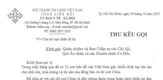 UB.YTXH – Thư Kêu Gọi V/v Cứu Trợ Nạn Nhân Lũ Lụt