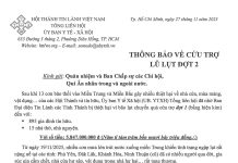 UB.YTXH – Thông Báo Về Cứu Trợ Lũ Lụt Đợt 2
