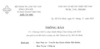 UB.TTN – Thông Báo V/v Chương Trình Ca Nhạc Thánh Mừng Chúa Giáng Sinh 2025 Cho Giới Trẻ & Bồi Linh Ca Đoàn Các HT Tại Tp. HCM