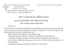 UB.YTXH – Thư Cảm Ơn & Thông Báo