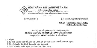 Thông Báo: Chương Trình Cầu Nguyện & Tạ Ơn Chúa Đầu Năm – Từ Ngày 01-04/01/2026