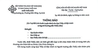 UB.TTN – Thông Báo V/v Trại Bồi Linh – Huấn Luyện dành cho Thầy cô Đặc trách và Người Hướng dẫn Thiếu niên