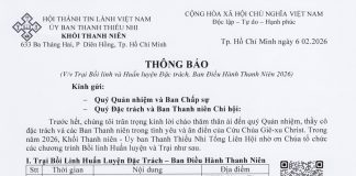 UB.TTN – Thông Báo V/v Trại Bồi Linh Và Huấn Luyện Đặc Trách, Ban Điều Hành Thanh Niên 2026