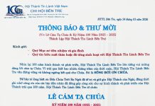 Thông Báo & Thư Mời V/v Lễ Cảm Tạ Chúa & Kỷ Niệm 100 Năm Thành Lập HTTL Bến Tre
