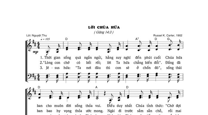 Bài hát Chúa thăng thiên: LỜI CHÚA HỨA