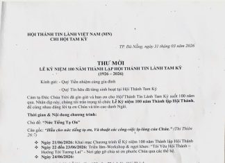 Thư Mời Lễ Kỷ Niệm 100 Năm Thành Lập HTTL TAM KỲ (1926-2026)