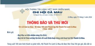 Thông Báo & Thư Mời V/v Lễ Cảm Tạ Chúa – Kỷ Niệm 100 Năm Thành Lập HTTL Cà Mau (1926-2026)
