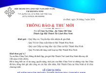 Thông Báo & Thư Mời V/v Lễ Cảm Tạ Chúa – Kỷ Niệm 100 Năm Thành Lập HTTL Hoà Ninh