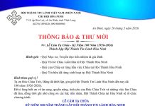Thông Báo & Thư Mời V/v Lễ Cảm Tạ Chúa – Kỷ Niệm 100 Năm Thành Lập HTTL Hoà Ninh