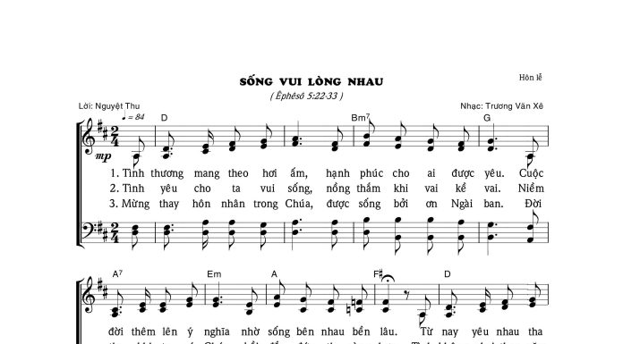 Bài hát hôn lễ: SỐNG VUI LÒNG NHAU