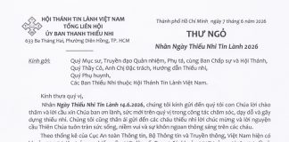 UB.TTN – Thư Ngỏ – Nhân Ngày Thiếu Nhi Tin Lành 2026