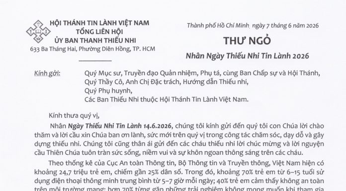 UB.TTN – Thư Ngỏ – Nhân Ngày Thiếu Nhi Tin Lành 2026