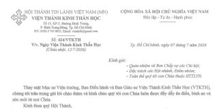 VTKTH – Thông Báo V/v Ngày Viện Thánh Kinh Thần Học