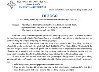 UB.TTN – Thư Ngỏ V/v Thông Tin Nhà Trọ Dành Cho Sinh Viên Năm Nhất Niên Học 2026-2027