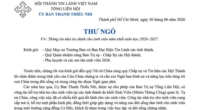 UB.TTN – Thư Ngỏ V/v Thông Tin Nhà Trọ Dành Cho Sinh Viên Năm Nhất Niên Học 2026-2027