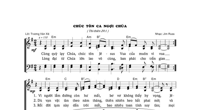 Bài hát: CHÚC TÔN CA NGỢI CHÚA