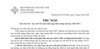 UB.TTN – Thư ngỏ gửi Sinh viên Học sinh Tin Lành nhân ngày khai trường năm học 2026-2027