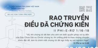 Rao Truyền Điều Đã Chứng Kiến – 29/9/2026