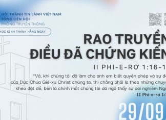 Rao Truyền Điều Đã Chứng Kiến – 29/9/2026