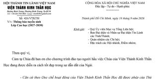Viện TKTH – V/v: Thông Báo Tuyển Sinh Lớp Cao Học (2027-2030)