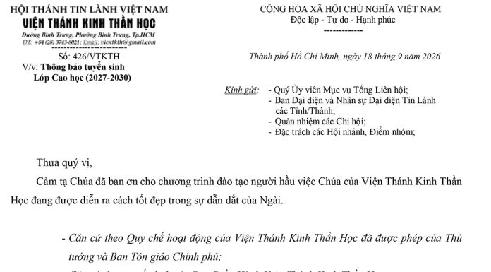 Viện TKTH – V/v: Thông Báo Tuyển Sinh Lớp Cao Học (2027-2030)