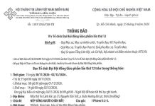 Thông Báo V/v Tổ Chức ĐẠI HỘI ĐỒNG GIÁO PHẨM Lần Thứ 12