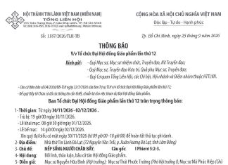 Thông Báo V/v Tổ Chức ĐẠI HỘI ĐỒNG GIÁO PHẨM Lần Thứ 12