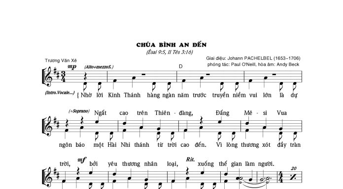 Bài hát Giáng Sinh: CHÚA BÌNH AN ĐẾN