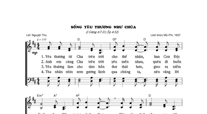 Bài hát: SỐNG YÊU THƯƠNG NHƯ CHÚA