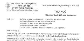 UB.TTN – Thư Ngỏ – Nhân Ngày Thanh Thiếu Niên Tin Lành 2026